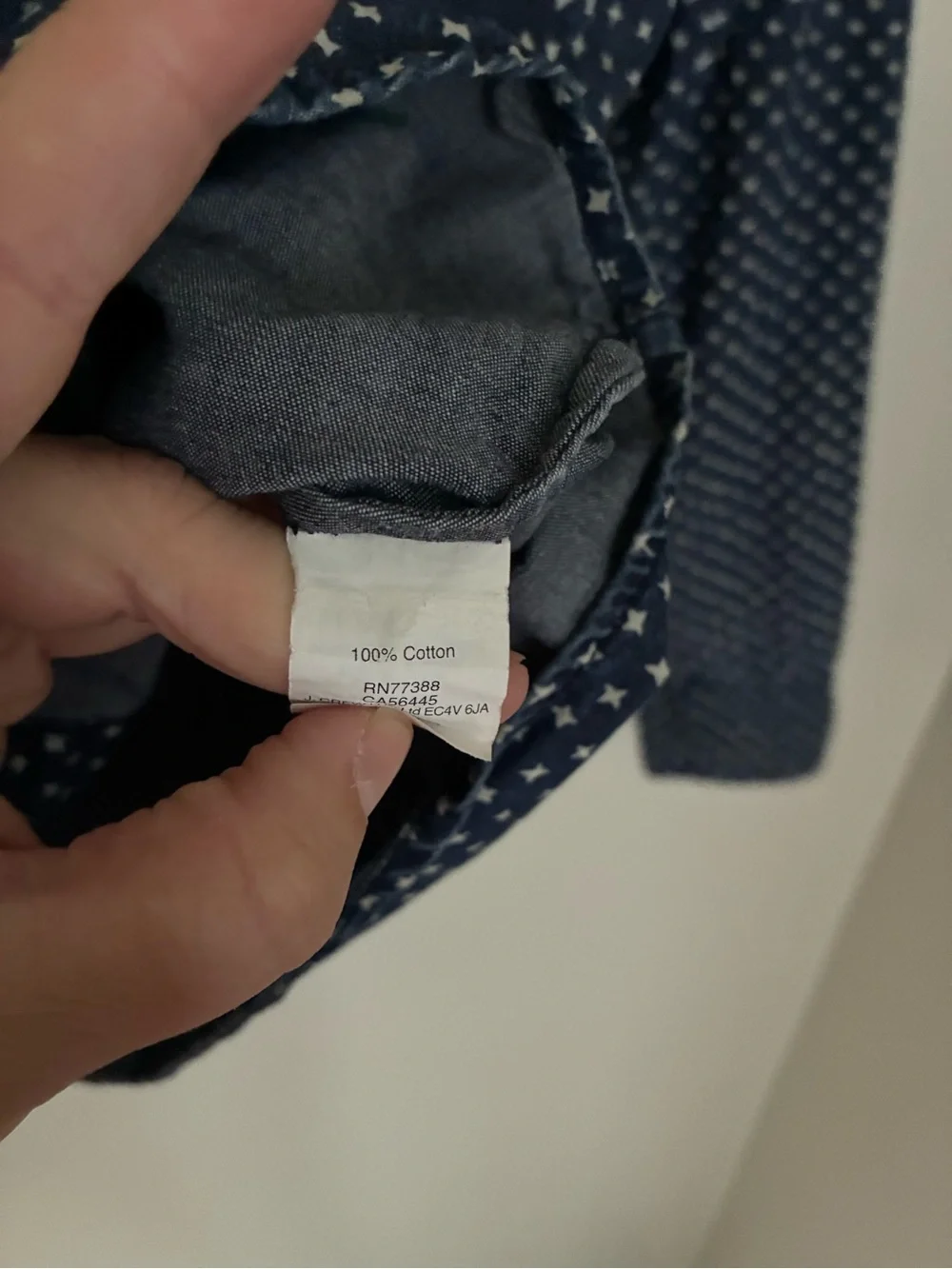 J. Crew Denim Blue and White Star‎ Button Down Top Shirt Size 2